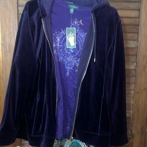 Ralph Lauren Velour Purple Zip Jacket and
